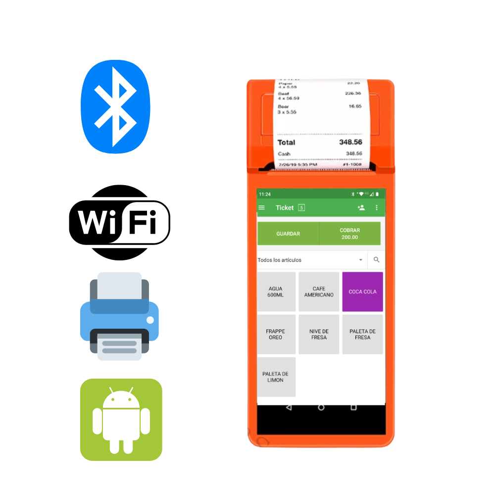 Terminal Punto De Venta PDA Android 8.1 Printer 58mm